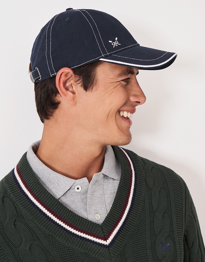 Piped Cotton Cap in Navy