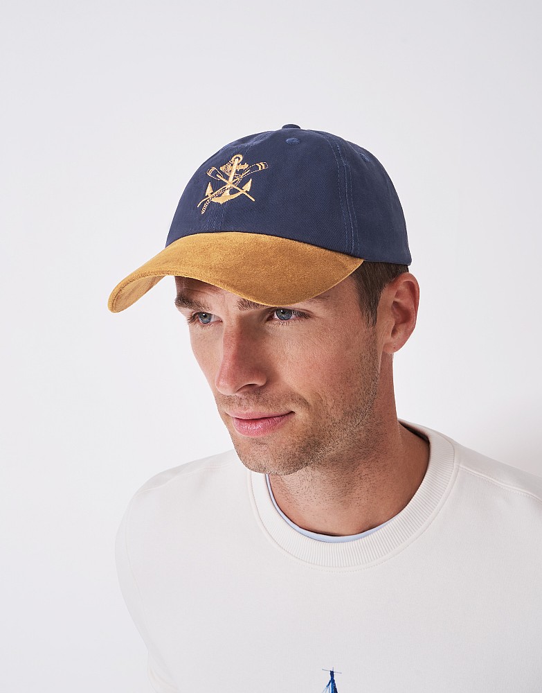 Contrast Peak Cotton Hat in Khaki and Navy