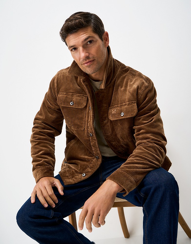 Lined Corduroy Shacket in Brown