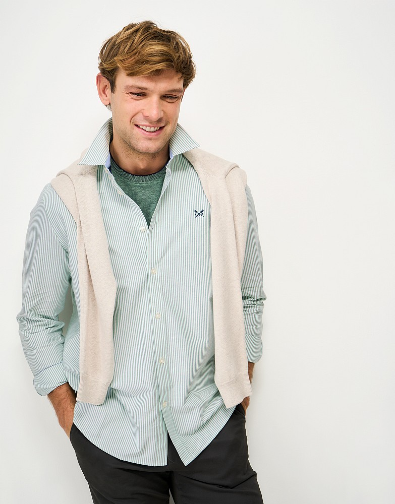 Classic Fit Oxford Shirt in Green Stripes