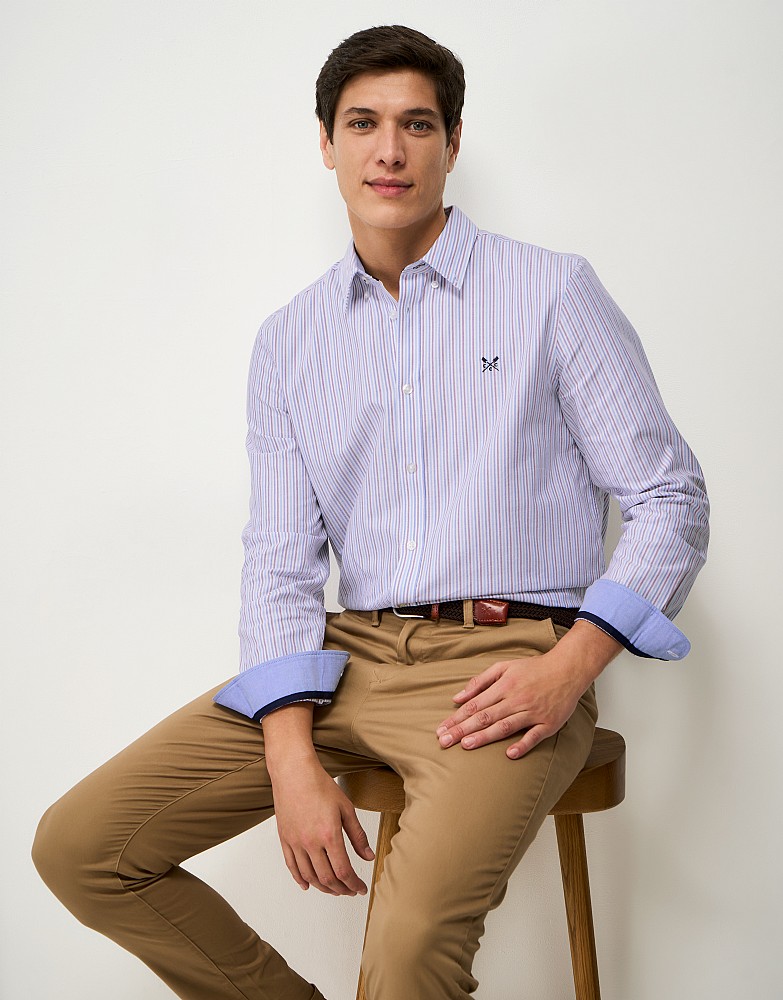 Stripe Classic Fit Oxford Shirt in Pink, Blue and White