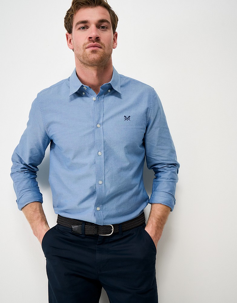 Slim Fit Cotton Oxford Shirt in Blue