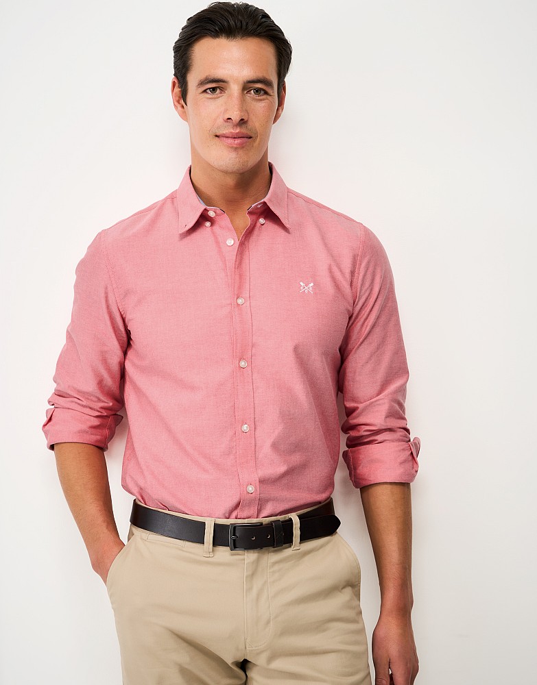 Slim Fit Cotton Oxford Shirt in Pink
