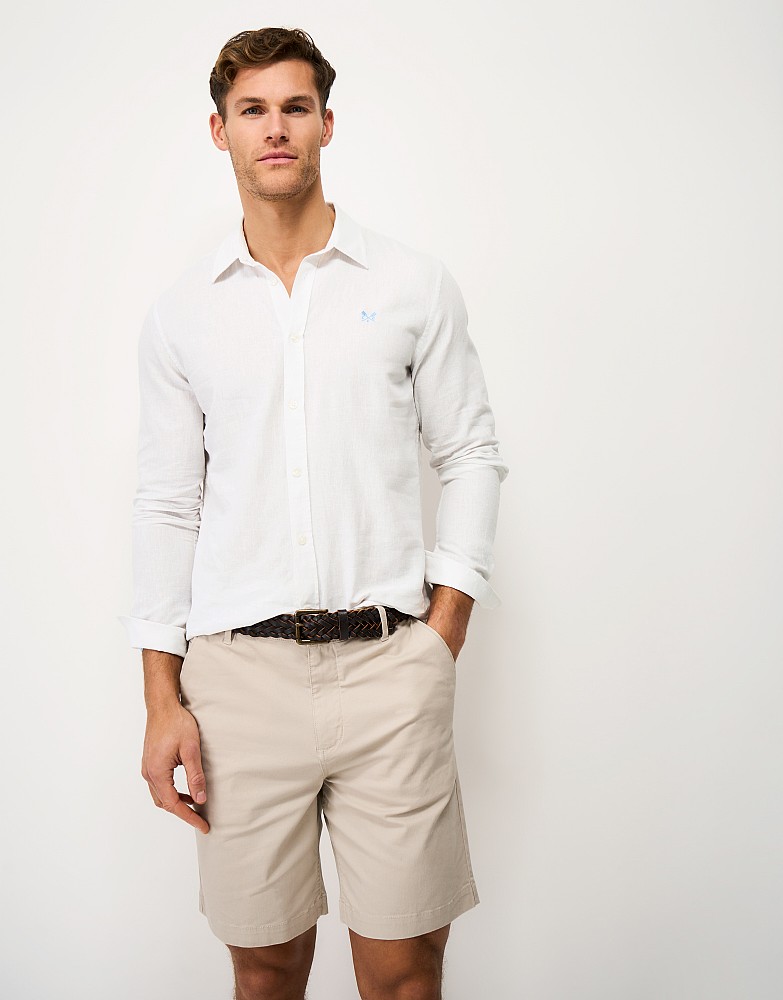 Long-Sleeve Linen Shirt in White