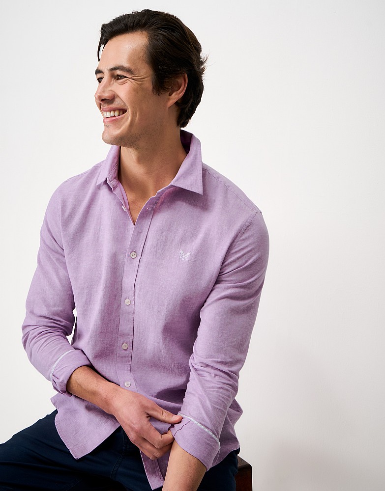 Long-Sleeve Linen Shirt in Lavender