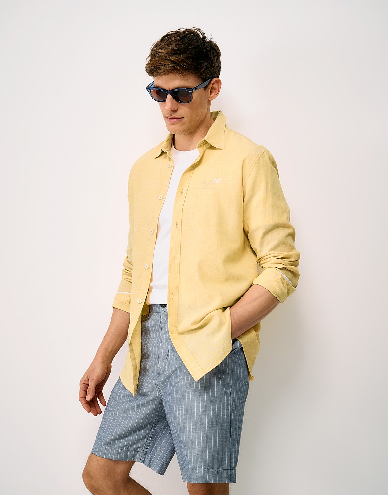 Long-Sleeve Linen Shirt in Yellow