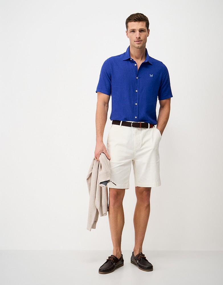 Short Sleeve Linen Blend Shirt in Royal Blue
