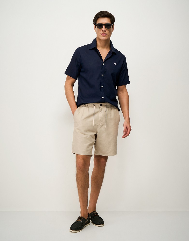 Short Sleeve Linen Shirt in Navy