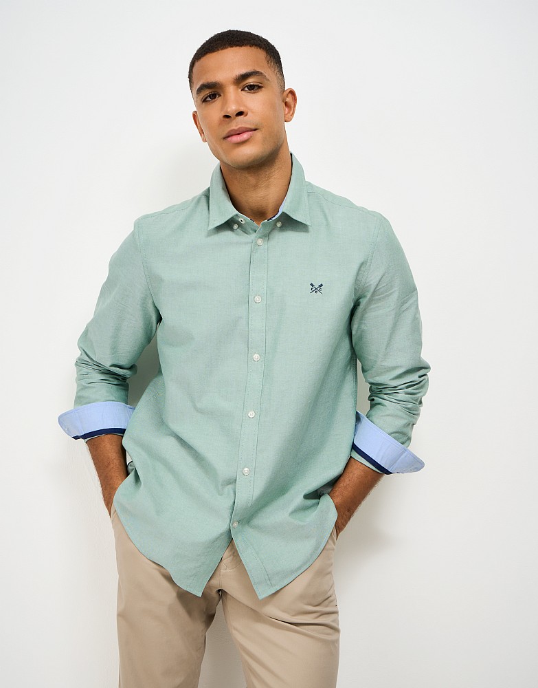 Classic Fit Plain Oxford Shirt in Green