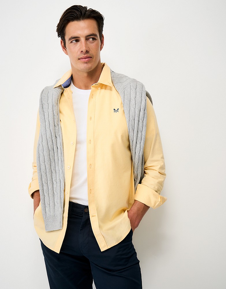 Classic Fit Long-Sleeve Oxford Cotton Shirt in Yellow