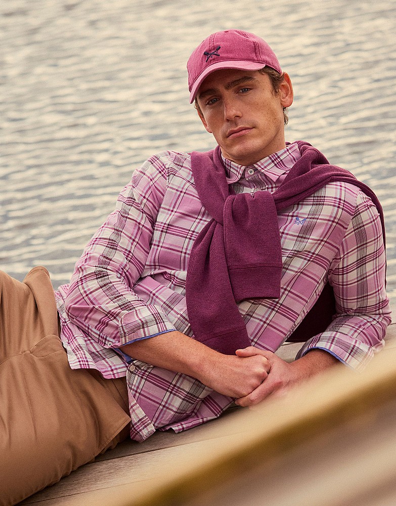 Classic Fit Cotton Flannel Shirt in Pink & Cream Check
