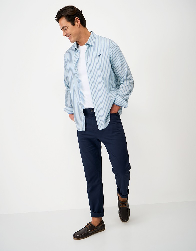 Cotton Flannel Shirt in Blue & Indigo Westgate Stripe