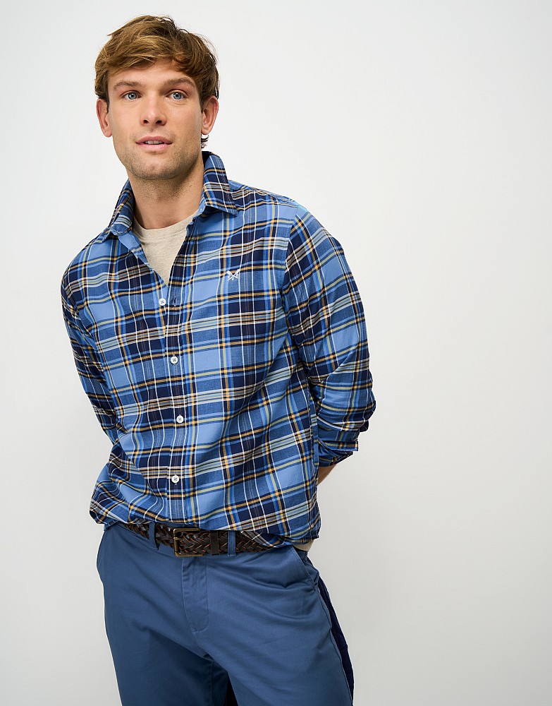 Oldham Cotton Check Shirt in Blue & Yellow