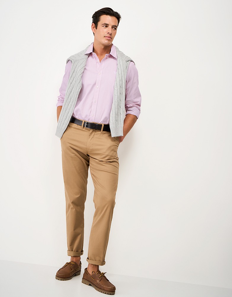 Classic-Fit Micro Stripe Poplin Shirt in Pink and White