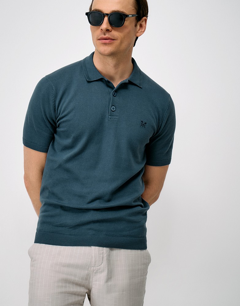 Cotton Collar-Interest Polo in Teal