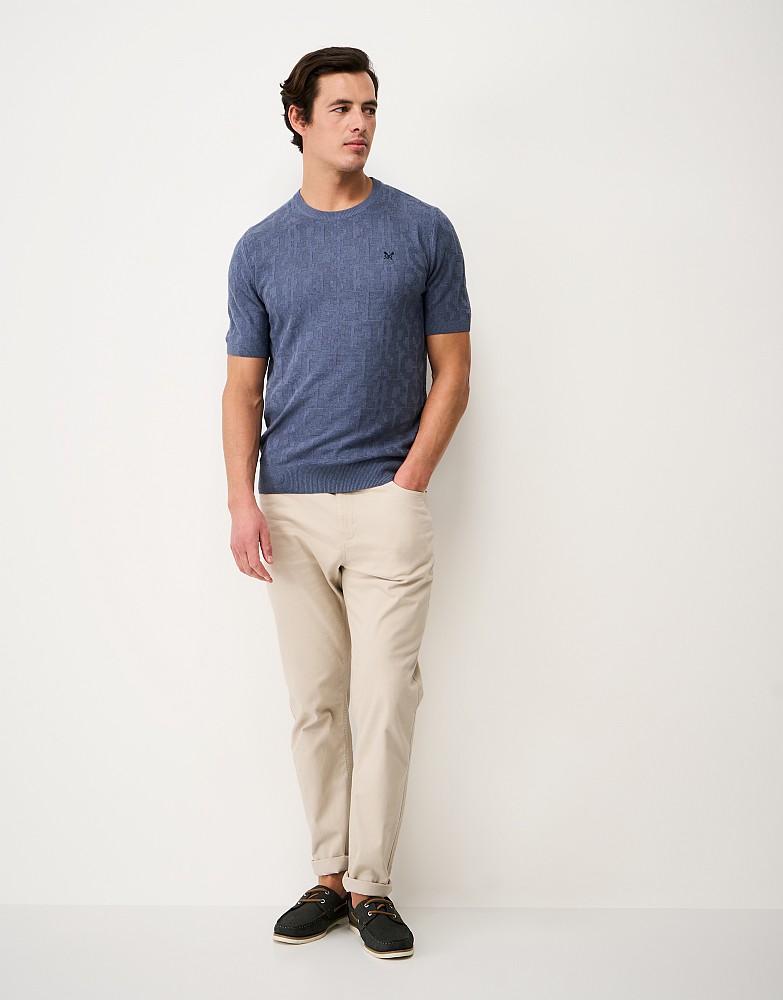 Short Sleeve Textured Jumper in Blue