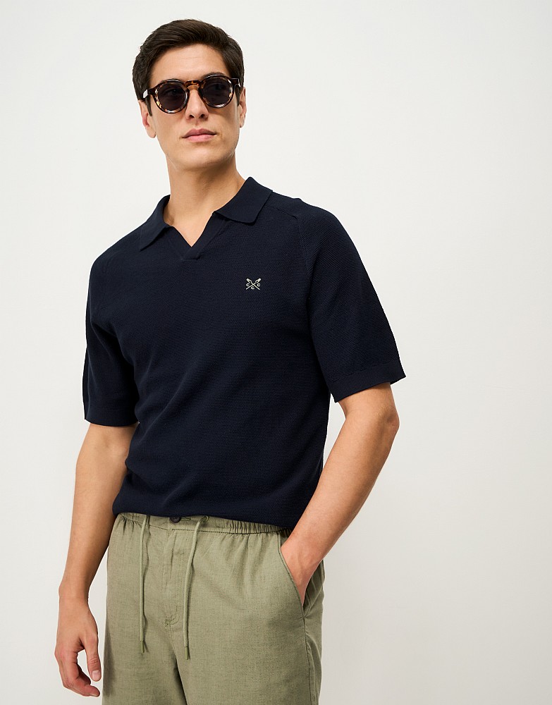 Johnny Collar Sadle Shoulder Polo in Navy