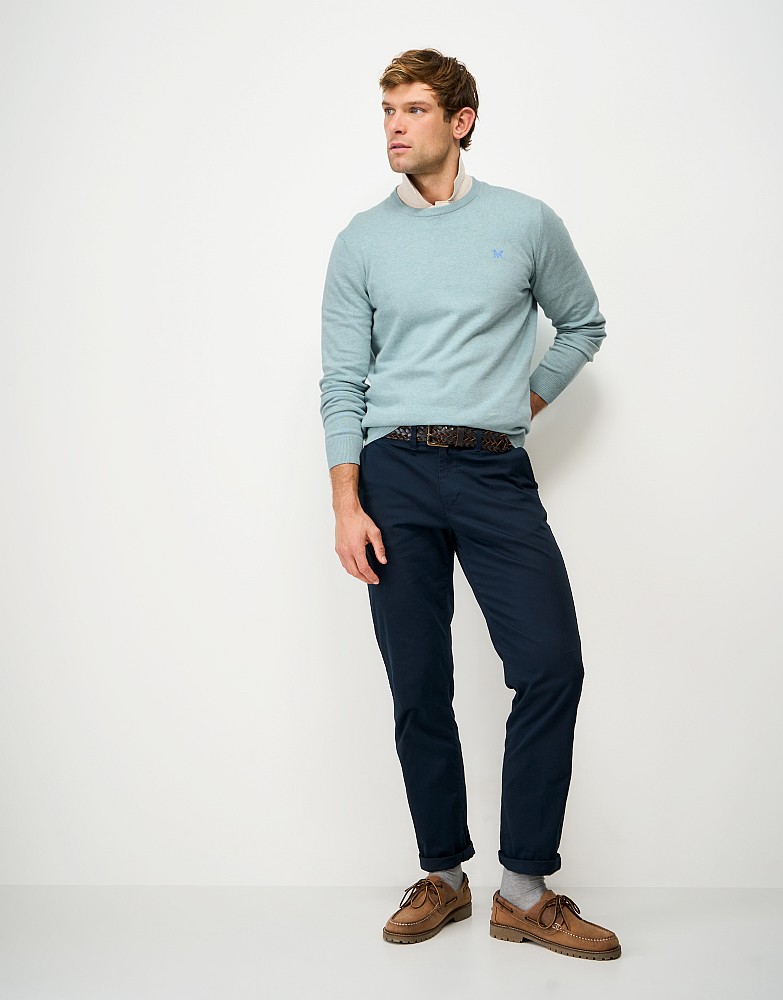 Organic Cotton Crew Neck Jumper in Light Blue Marl