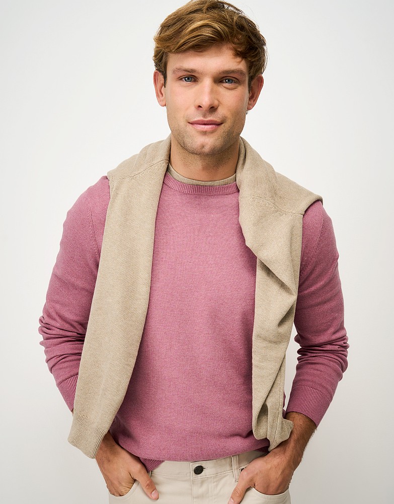 Organic Cotton Crew Neck Jumper in Pink