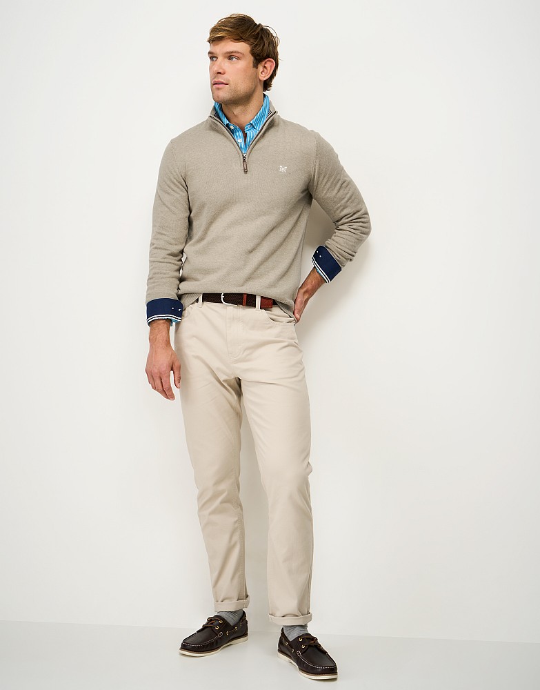 Organic Cotton Half Zip Jumper in Beige
