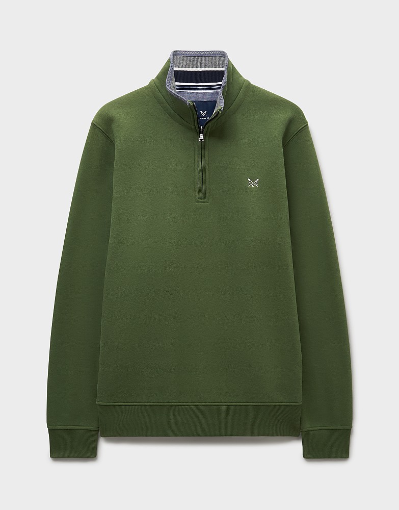 Men's Classic Half-Zip Sweatshirt in Forest Green from Crew Clothing