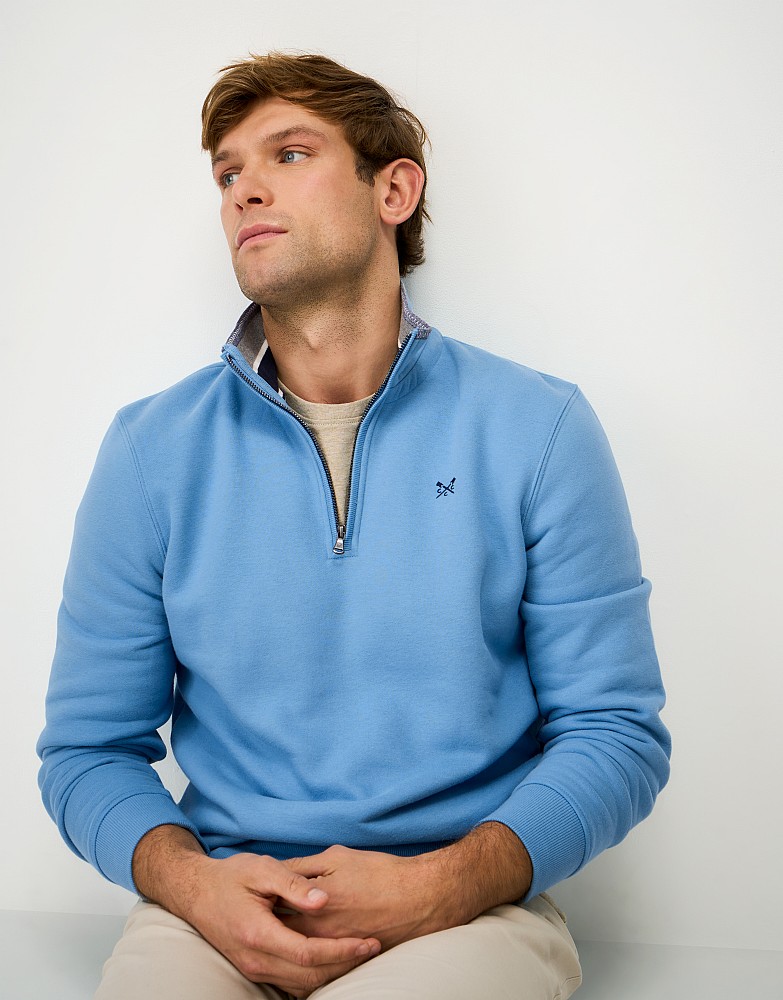 Classic Half-Zip Sweatshirt in Mid-Blue