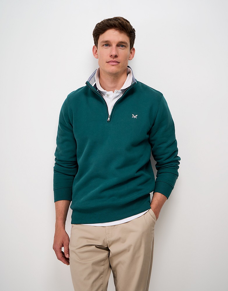 Classic Half Zip Sweat in Deep Teal
