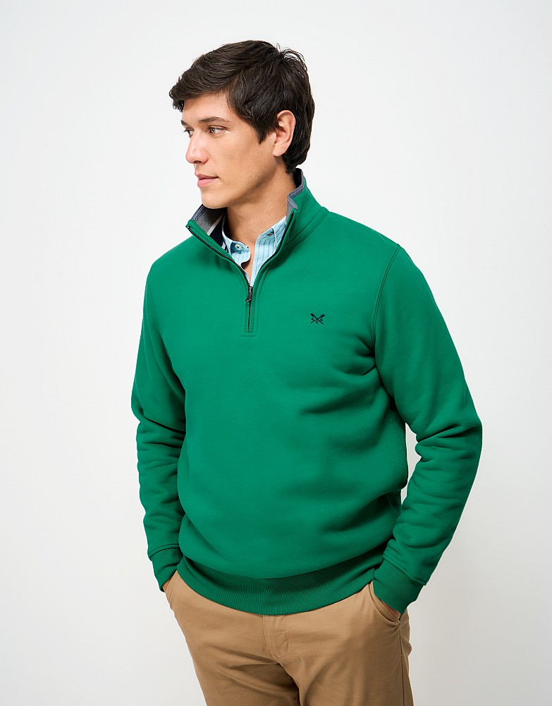 Classic Cotton-Mix Half-Zip Sweatshirt in Green