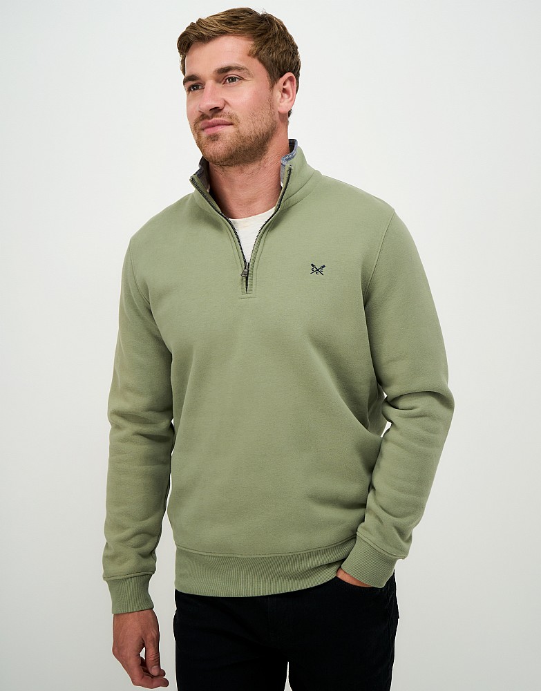Classic Half Zip Sweatshirt in Oil Green