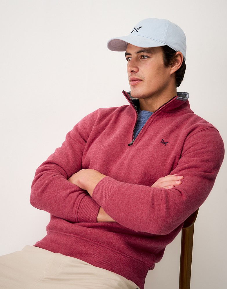 Classic Half-Zip Sweatshirt in Red Marl