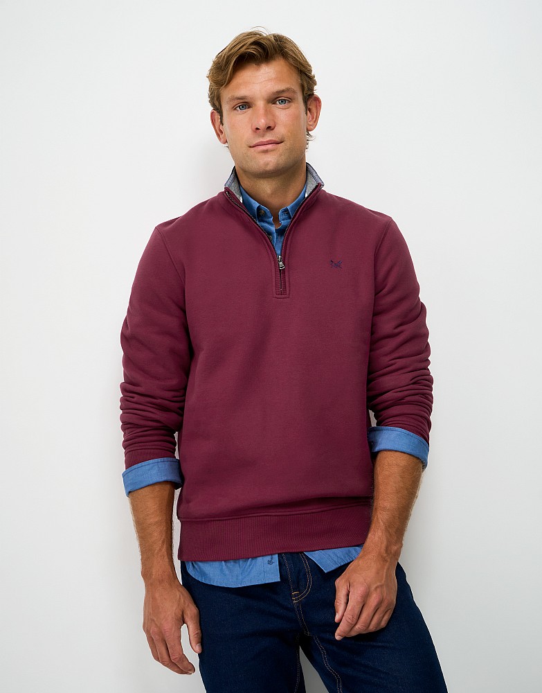 Classic Half Zip Sweatshirt in Berry