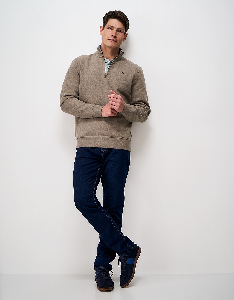 Classic Half Zip Sweatshirt in Beige Marl