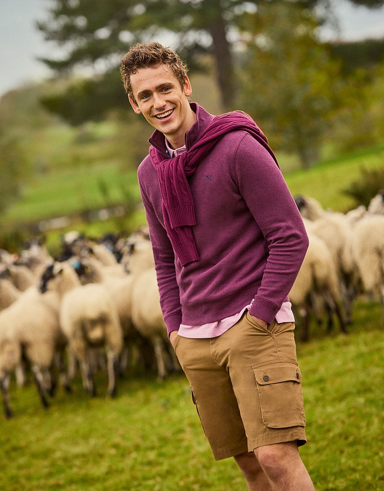 French Rib Half Zip in Purple Marl