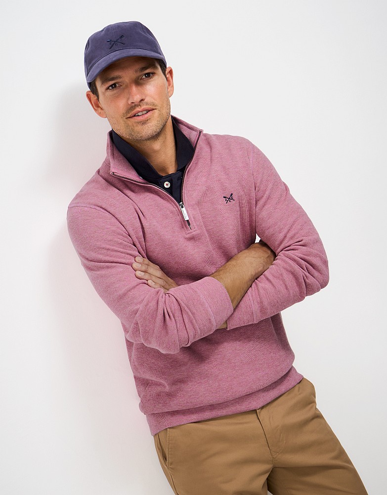 French Rib Half Zip in Dusky Pink