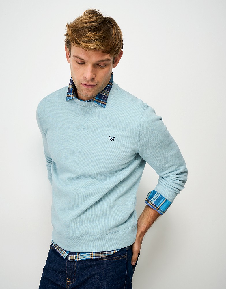 French Rib Crew Neck Jumper in Sky Blue