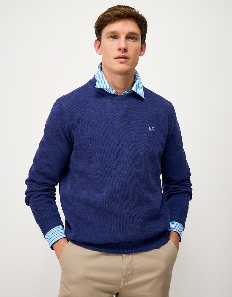 French Rib Crew Neck Jumper in Dark Blue