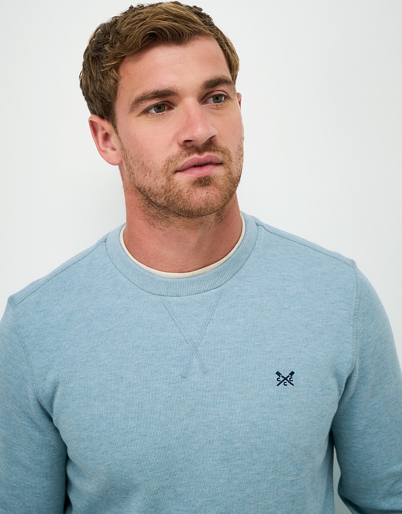 French Rib Crew Neck Jumper in Pale Blue Marl