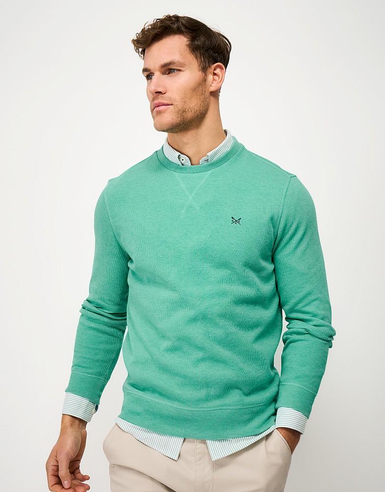 French Rib Crew Neck Jumper in Aqua Blue