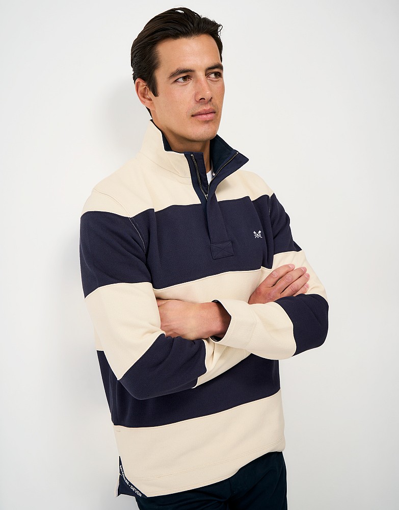Salcombe Sailing Cut-and-Sew Padstow in Navy and Ecru Stripes