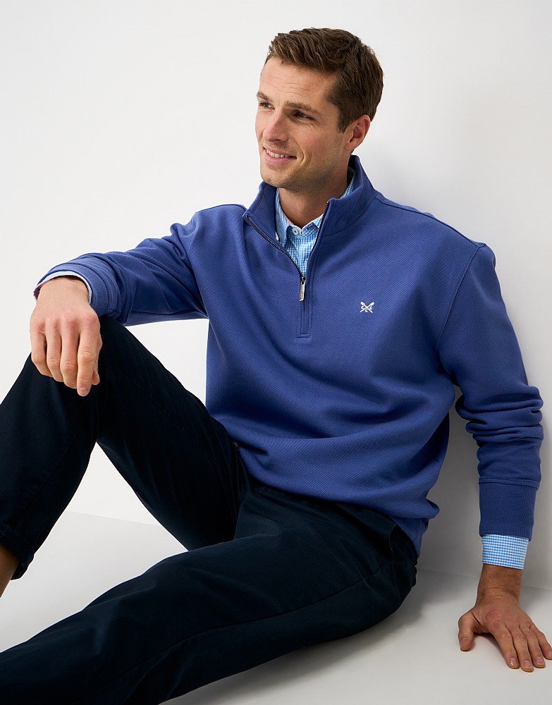 Pique Half Zip Sweatshirt in Blue