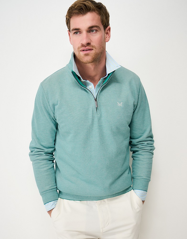 Birdseye Half Zip Jumper in Green