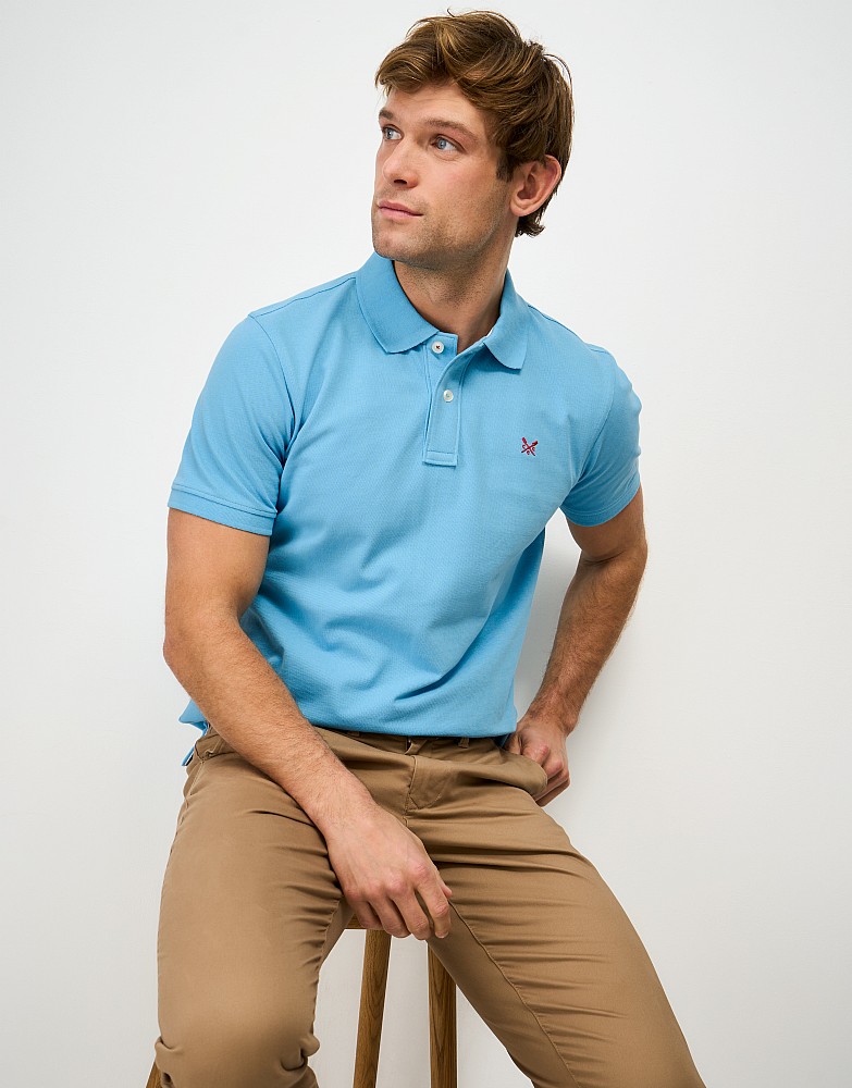 Classic Cotton Piqué Polo Shirt in Blue