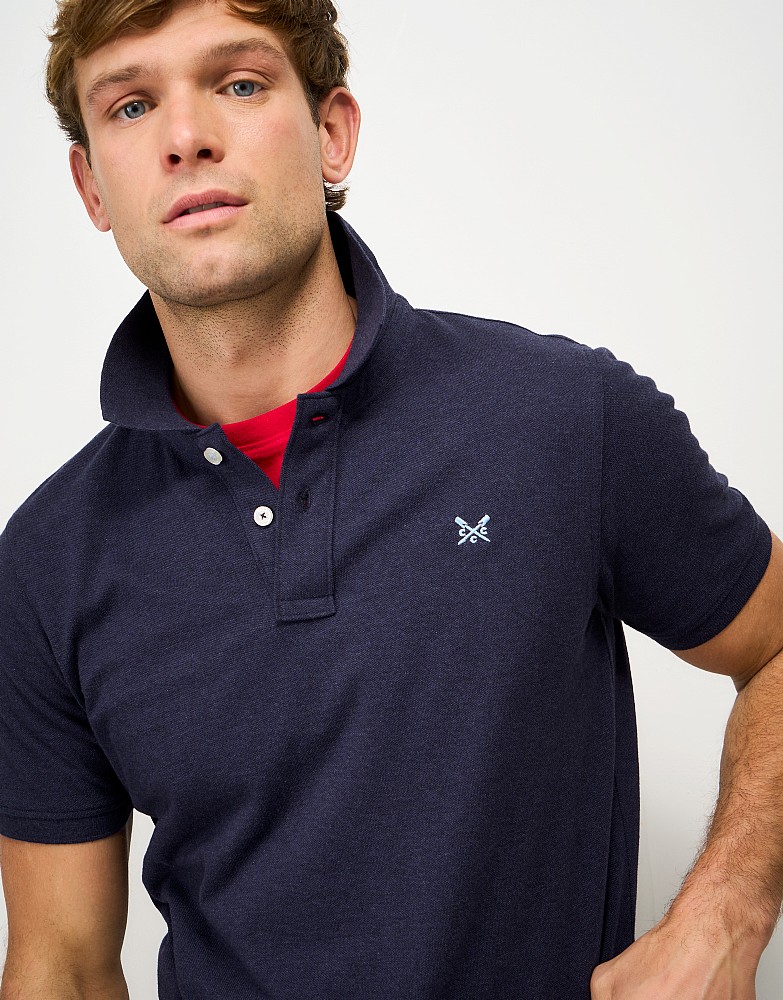 Classic Piqué Polo Shirt in Navy Marl