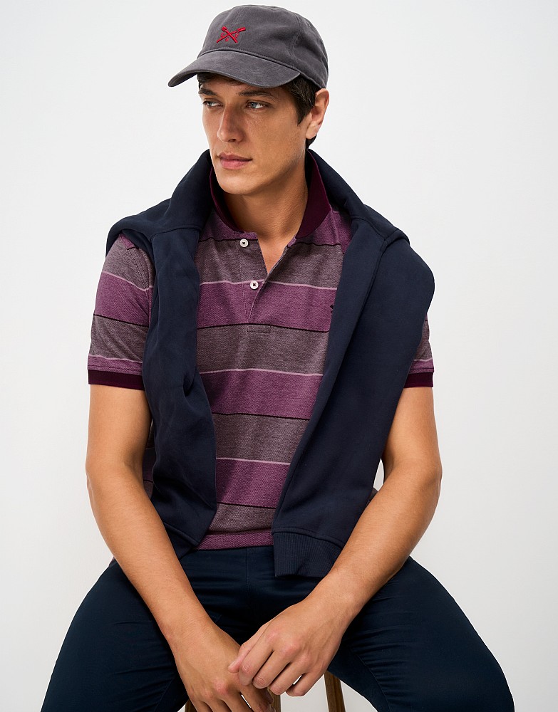 Oxford Stripe Polo Shirt in Mauve and Burgundy