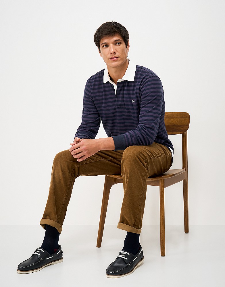 Striped Cotton Rugby in Dark Navy & Blue