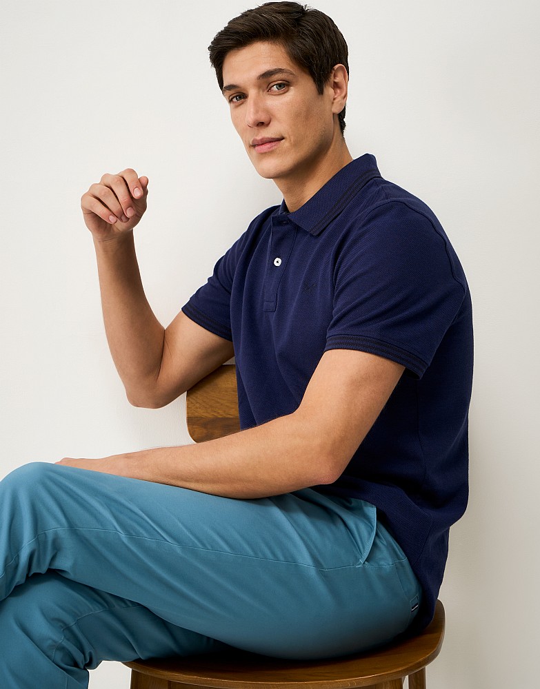 Oxford Cotton Polo Shirt in Deep Blue