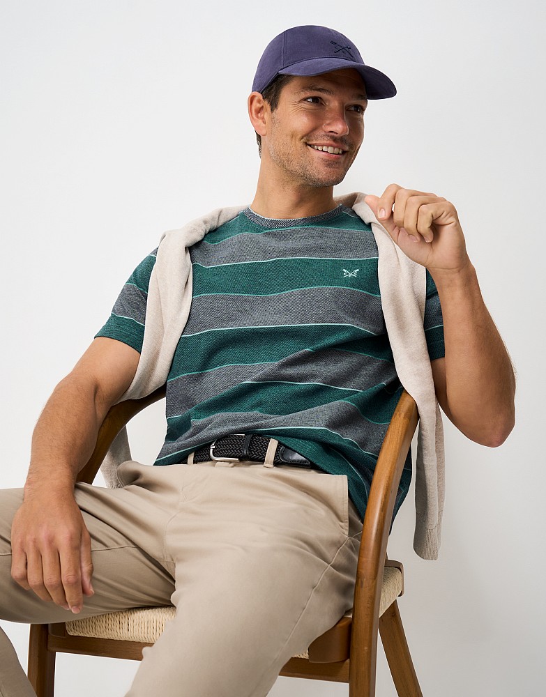 Oxford Cotton Stripe T-Shirt in Green