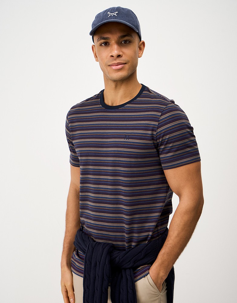 Multi Stripe T-Shirt in Navy, Blue and Stone
