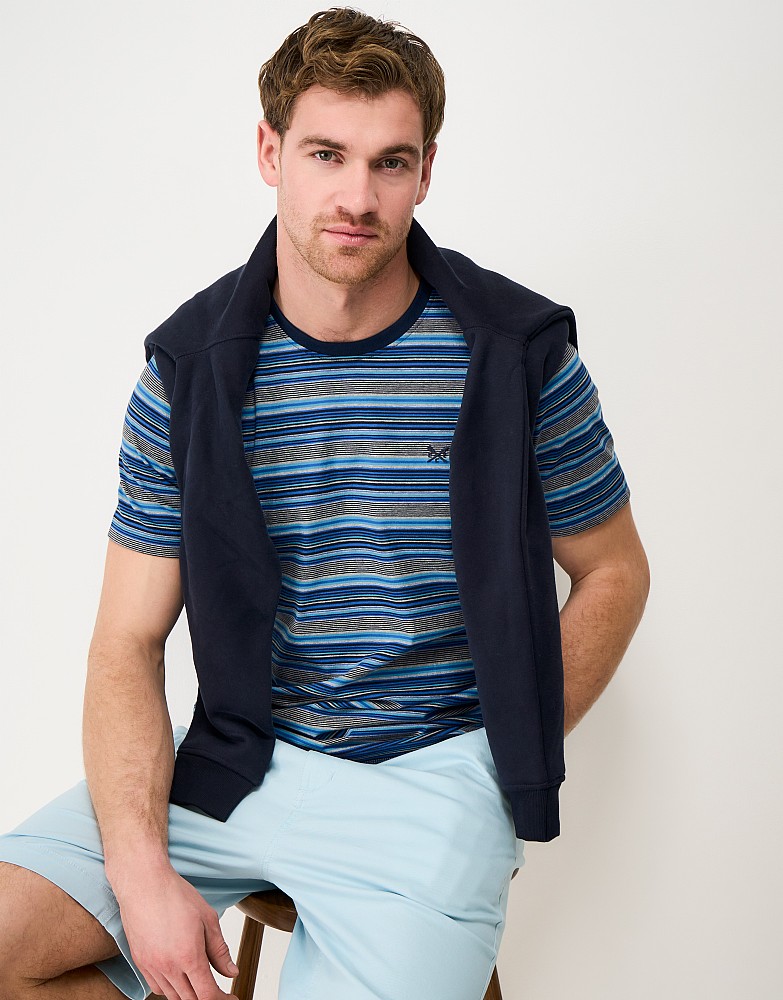 Multi Stripe T-Shirt in Blue, Navy and Grey