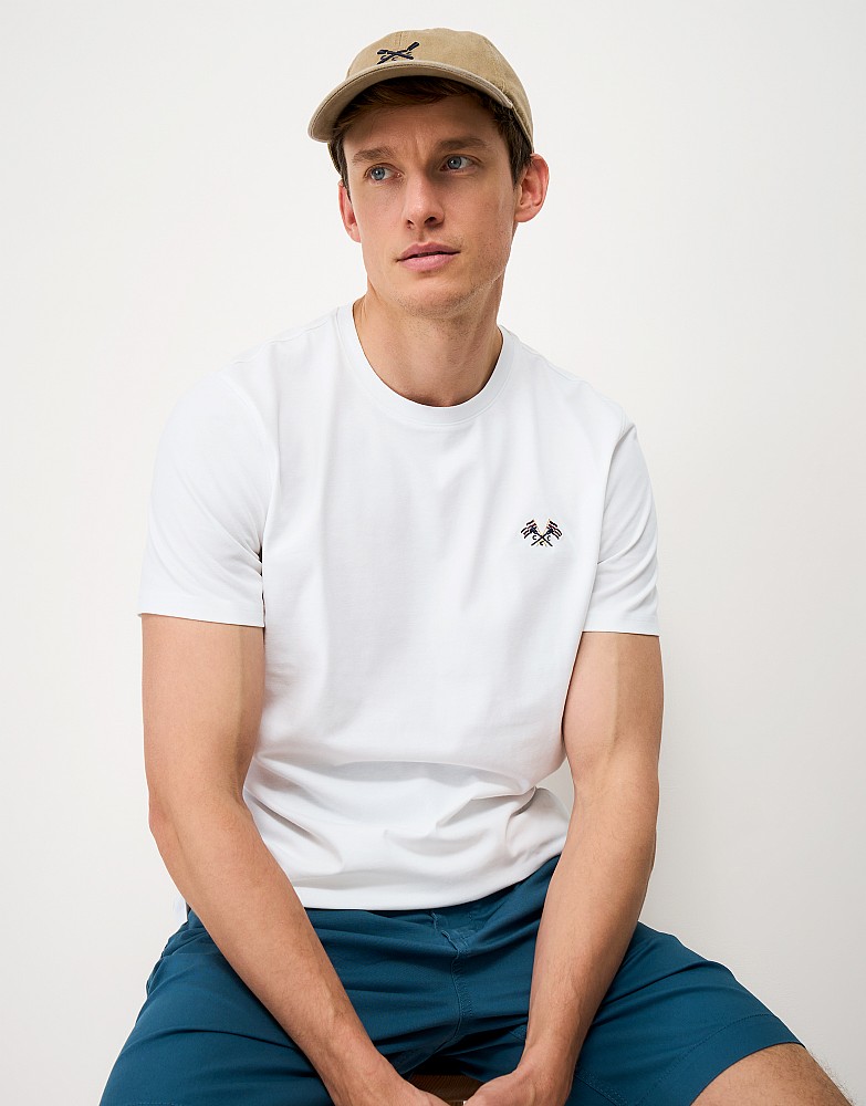 Bound Ribbed Cotton T-Shirt in White